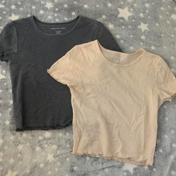 Bundle of 2 lettuce edge american eagle baby tees - Picture 1 of 2
